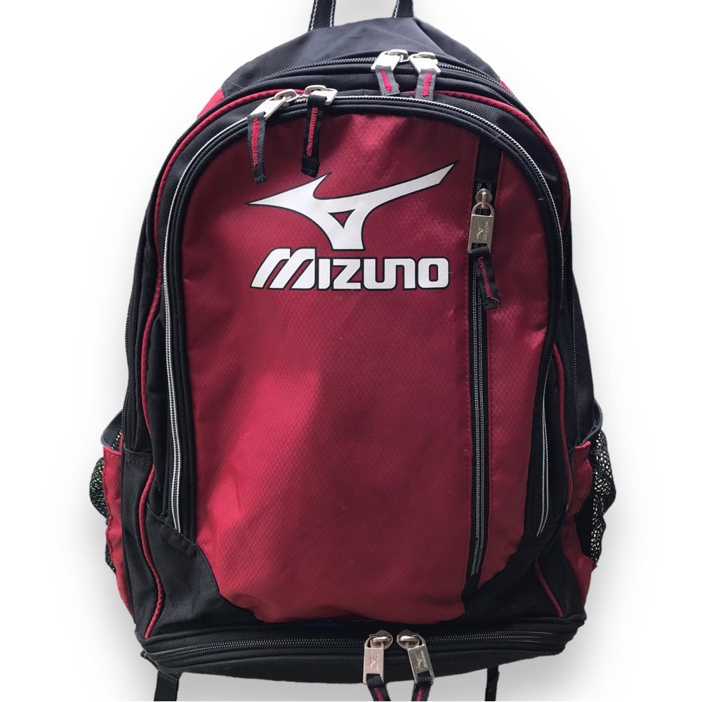 MIZUNO Futsac Deep Red and Black Baseball Backpack + Cleats Compartment